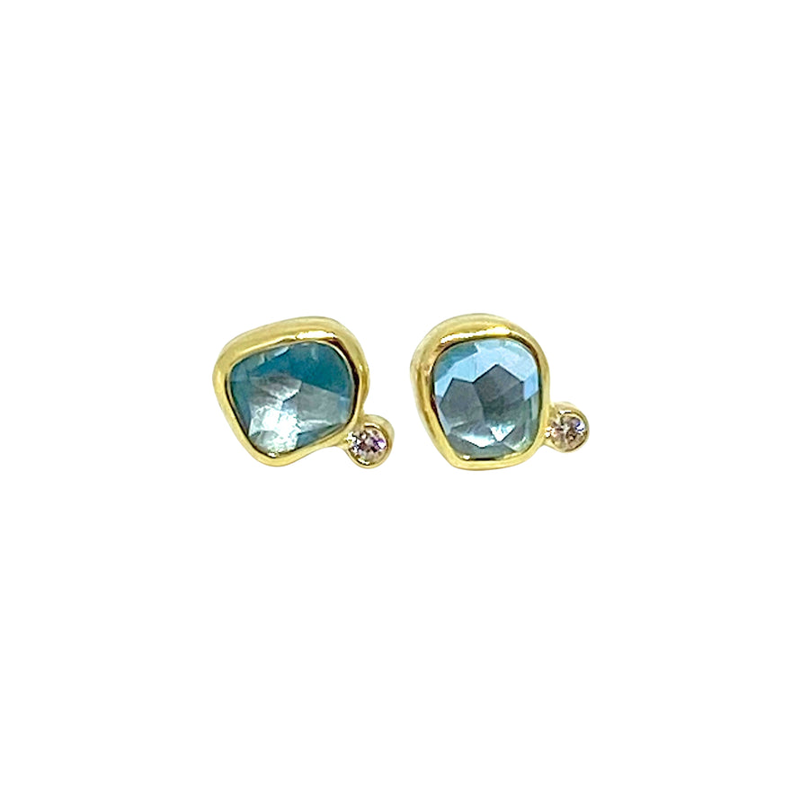 Aquamarine Diamond Stud Earrings