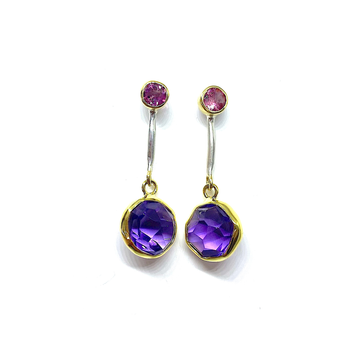 Pink Tourmaline Amethyst Earrings