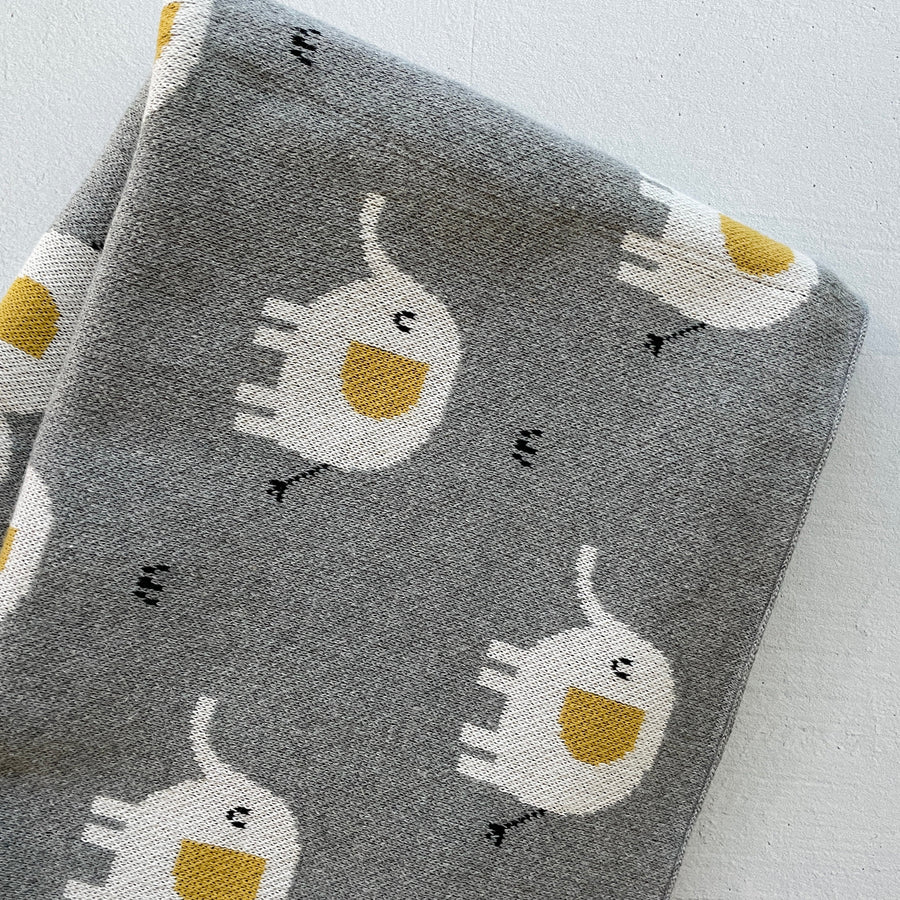Elephant Jacquard Knit Baby Blanket & Gift Set