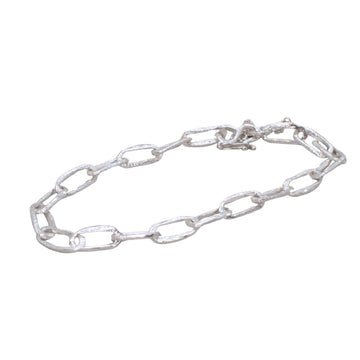 Textured Oval Paperclip Chain Bracelet