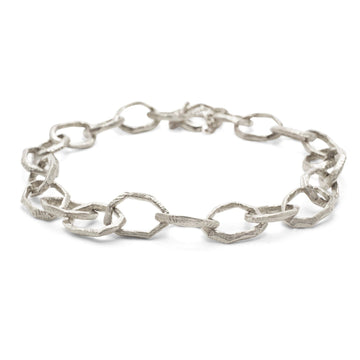 Silver Chiseled Link Chain Bracelet