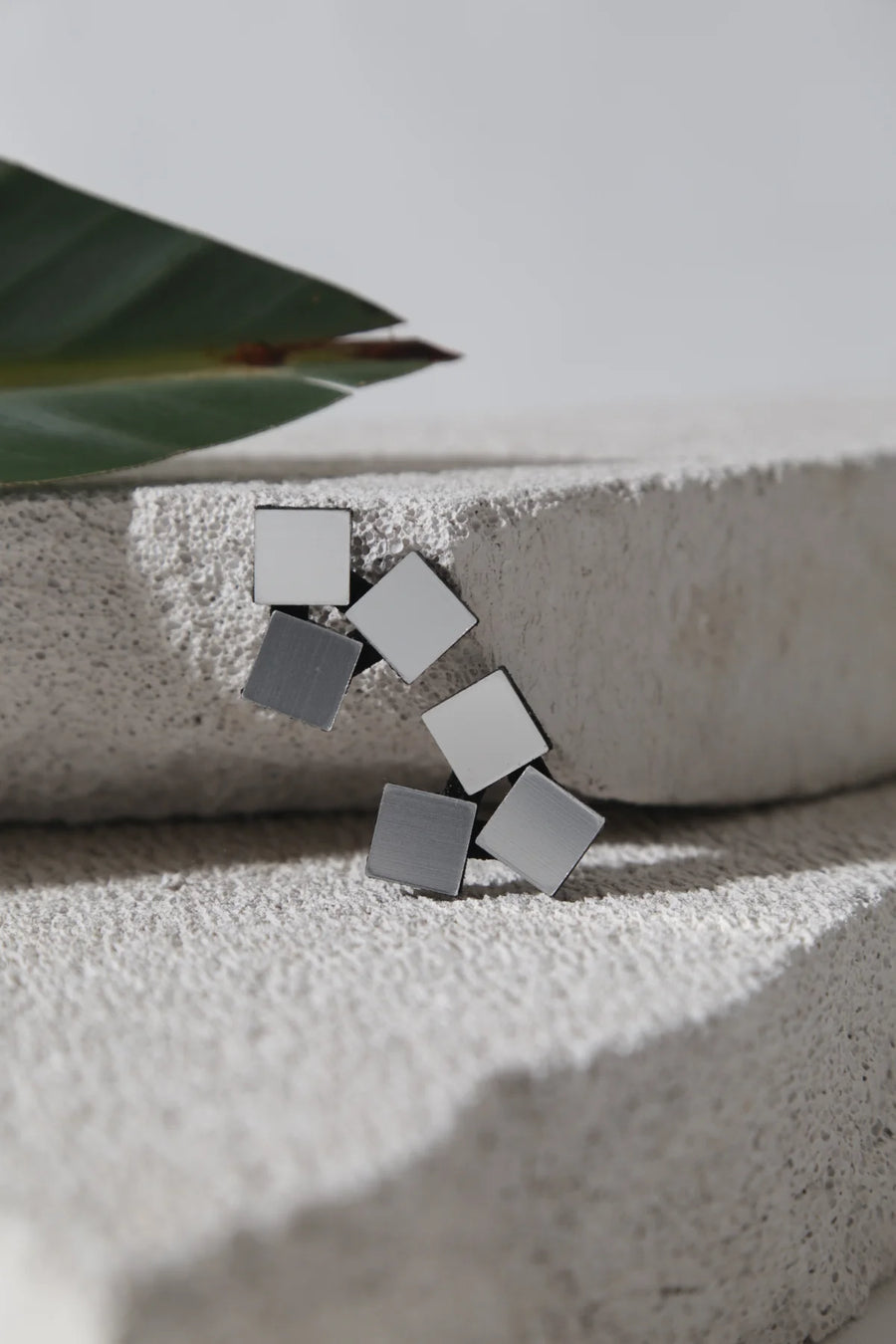 Silver Bauhaus Earrings 3 Squares