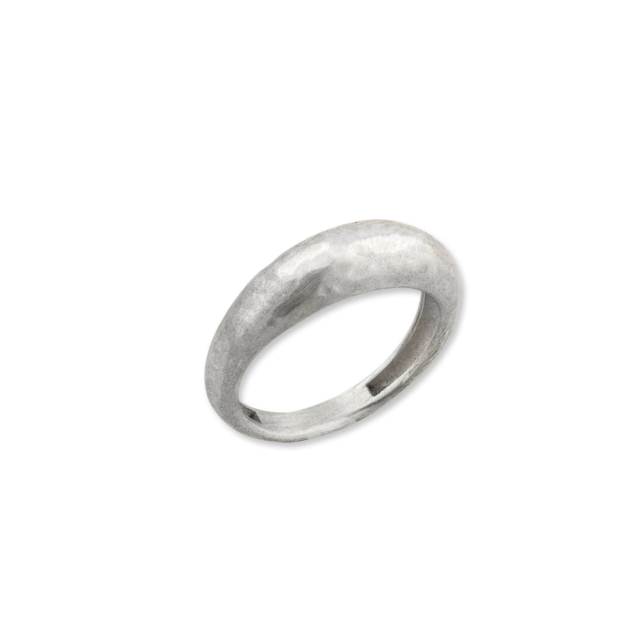 BOOGIE LINE  HAMMERED RING - MATTE SILVER