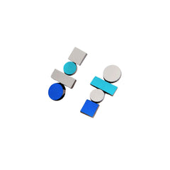 Bauhaus Earrings- Silver/Cool Colors