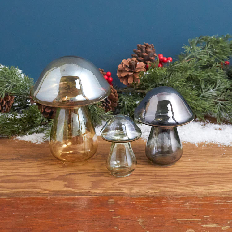 Green Luster Glass Mushroom - Small