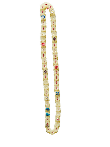 BUTTON  NECKLACE -  FLORAL & OFF-WHITE