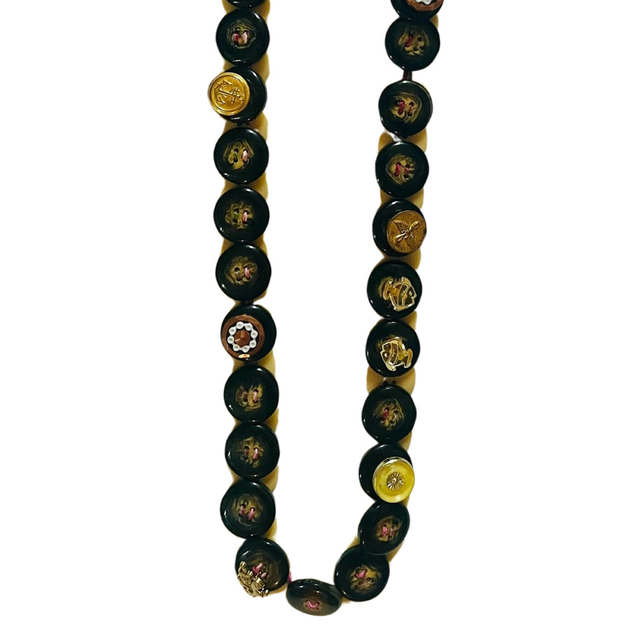 Button Necklace: Beige and Gold I