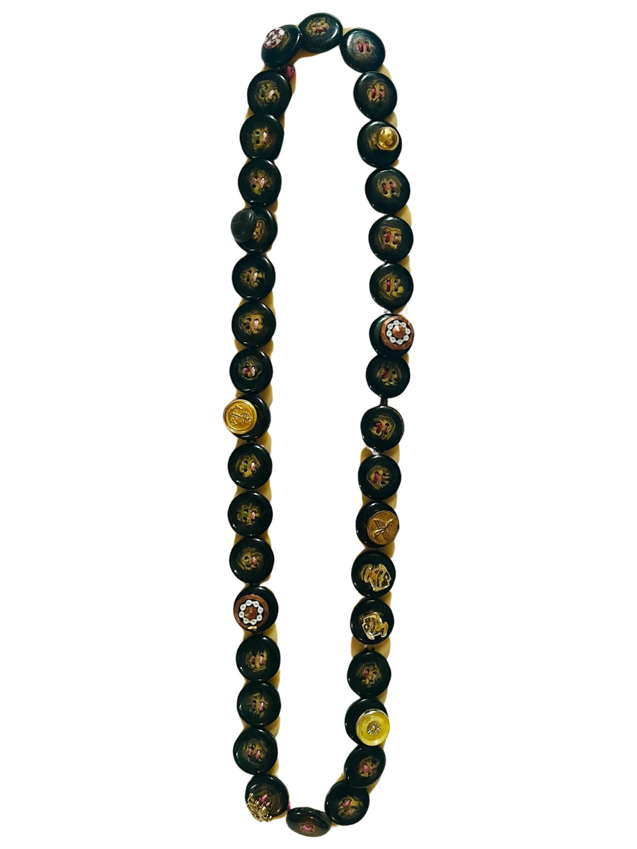 Button Necklace: Beige and Gold I