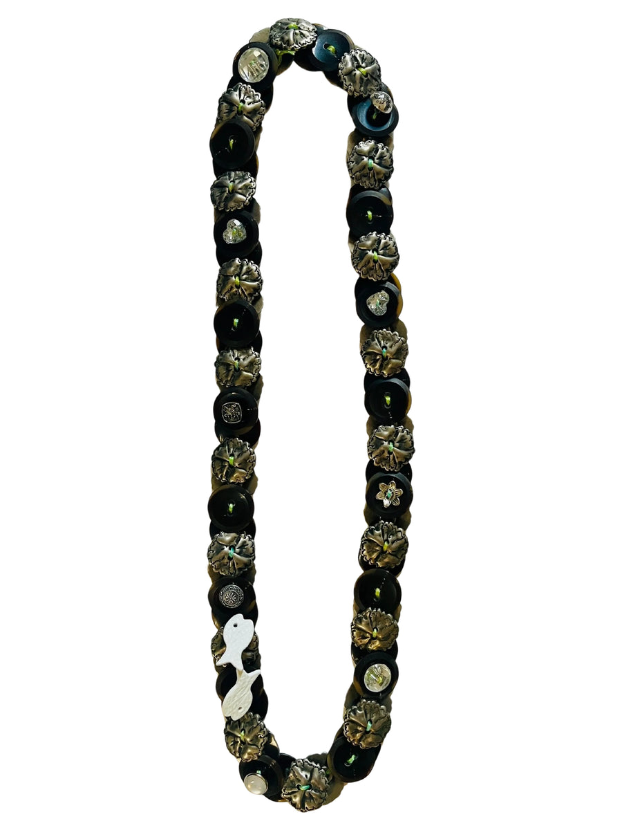 Button Necklace: Gray and Brown I