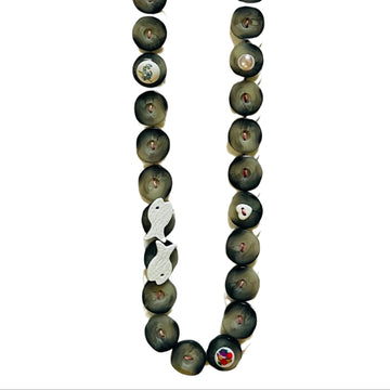 Button Necklace: Gray and White II