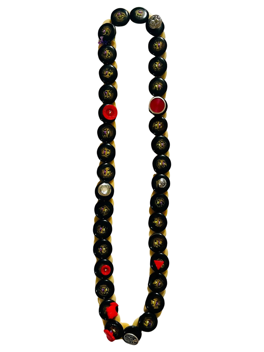 Button Necklace: Red Light