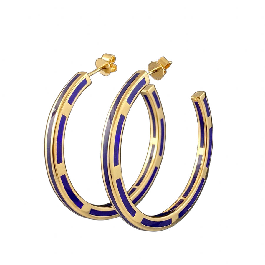 14K Gold Vermeil Big Hoops - Lapis