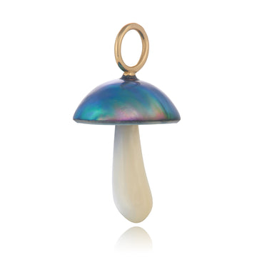 Blue Mabe Pearl & Mother Of Pearl Mushroom in 14K Gold