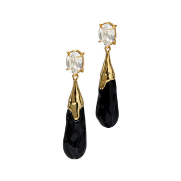 Bonbon Crystal Small Teardrop Earring - Onyx