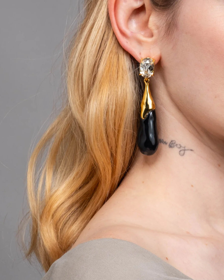 Bonbon Crystal Small Teardrop Earring - Onyx