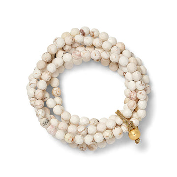 White Turquoise Cluster Bracelet with Gold Button