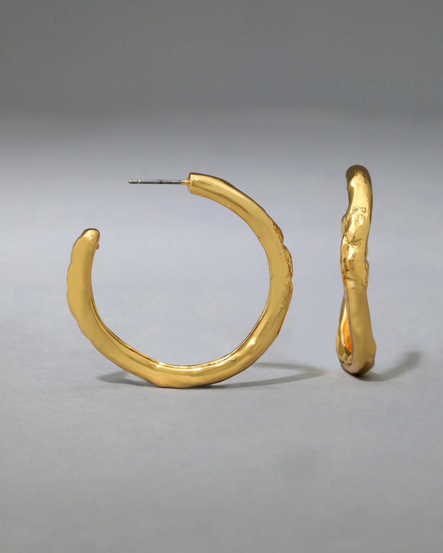 BRUT GOLD TUBE HOOP EARRINGS