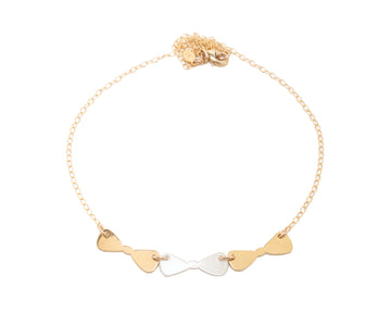 CREAM GOLD TRIPPLE BOW TIE CHAIN NECKLACE