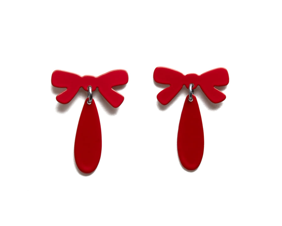 RED FOLDED BOWS WITH DROPS