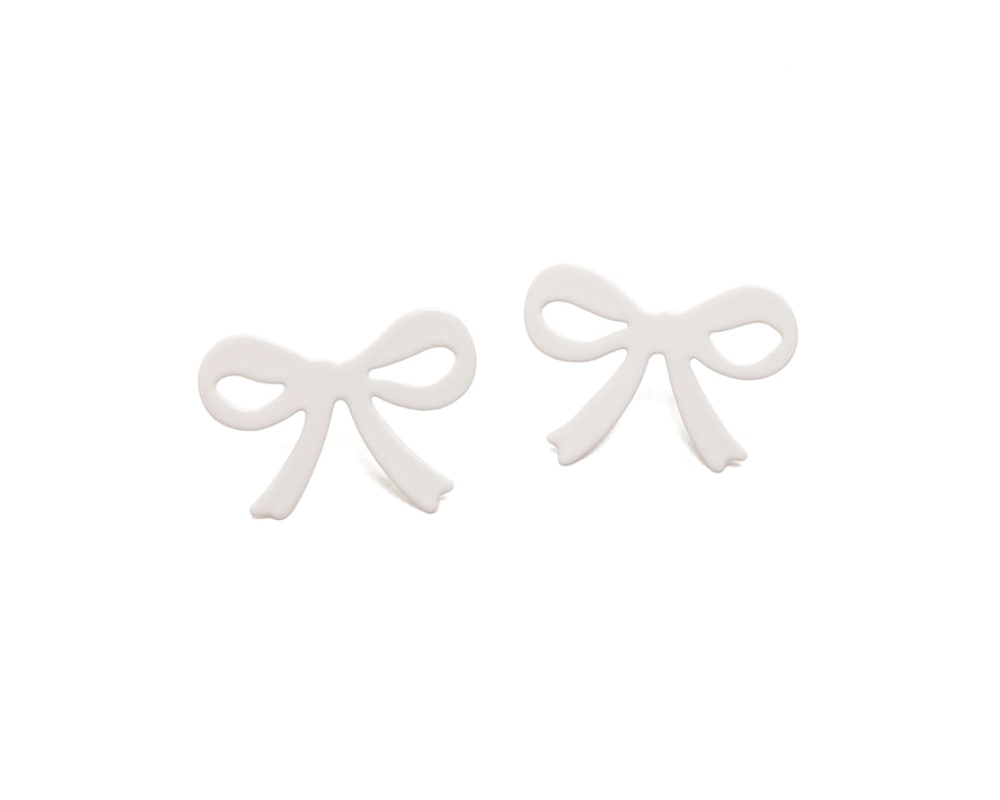 CREAM LARGE ICONIC BOW STUDS EARRINGS