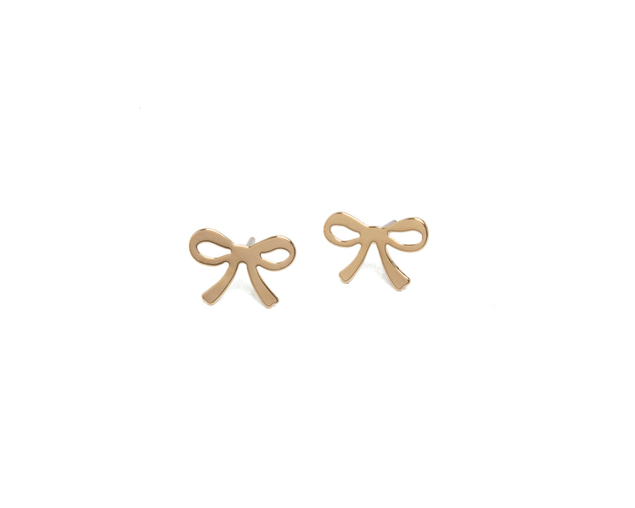 GOLD SMALL ICONIC BOW STUDS EARRINGS