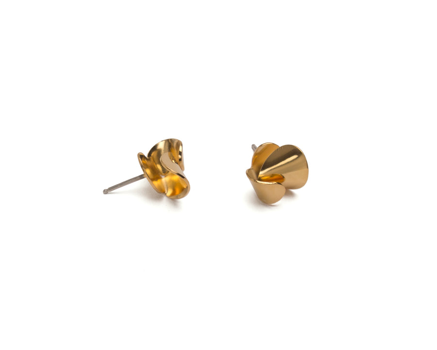 GOLD MEDIUM FOLDED STUDS EARRINGS