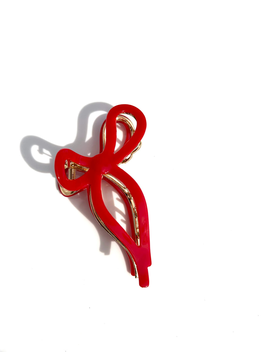 Ballet Bow Acetate Claw Clip - Red