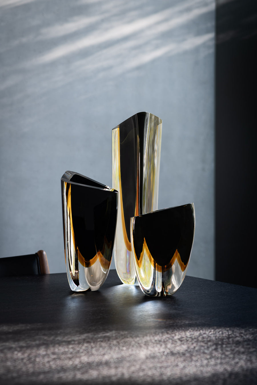 Triangle Vase 1 - Black & Amber