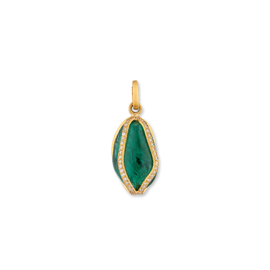 CAGED EMERALD PENDANT - 24K Gold & Diamonds