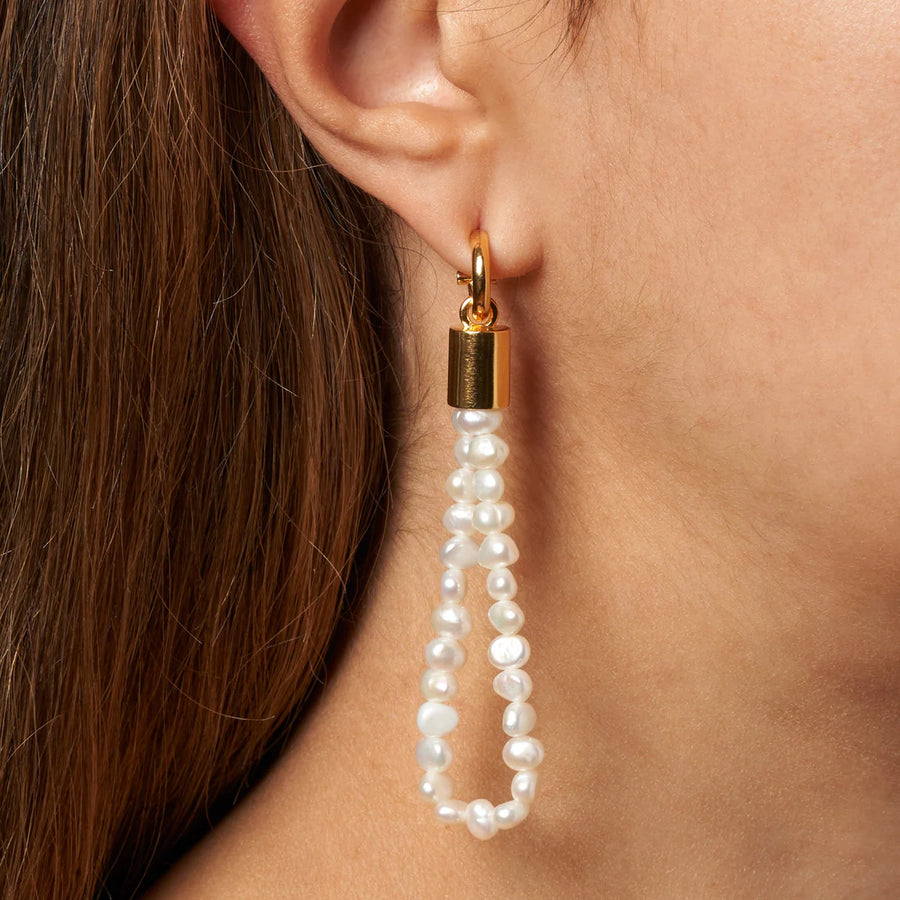 Josie Long Pearl Teardrop Hoop Earrings