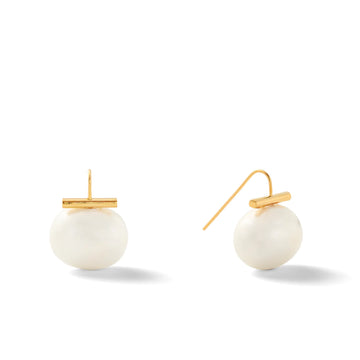 LARGE PEBBLE EARRING - 14KGP/MOP SHELL