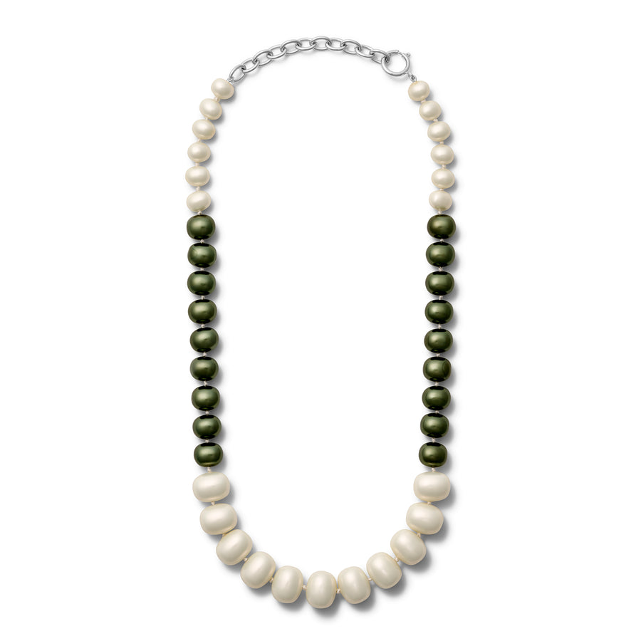 Caviar and Pebble Pearl Graduated Necklace - Sterling Silver