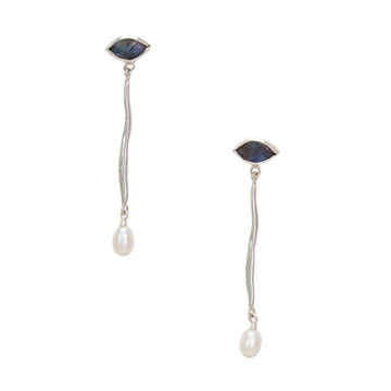 Lucia Evil Eye Earrings - Labradorite