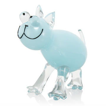 Cat Glass Sculpture - Baby Blue