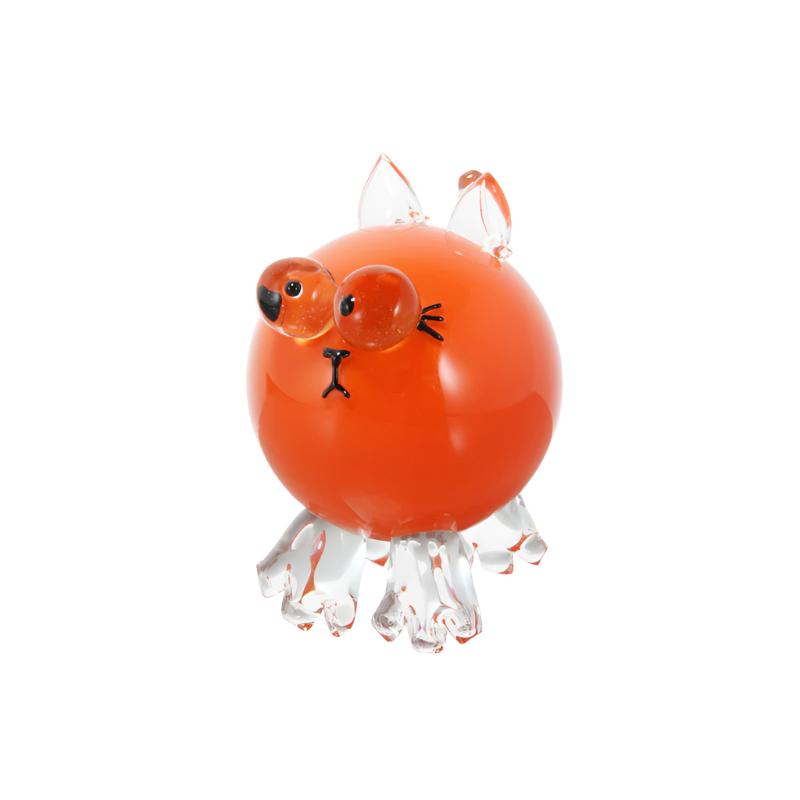 Orange Kitten Glass Sculpture