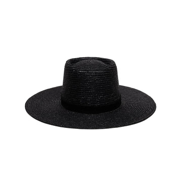 Everly Straw Boater Hat - Black