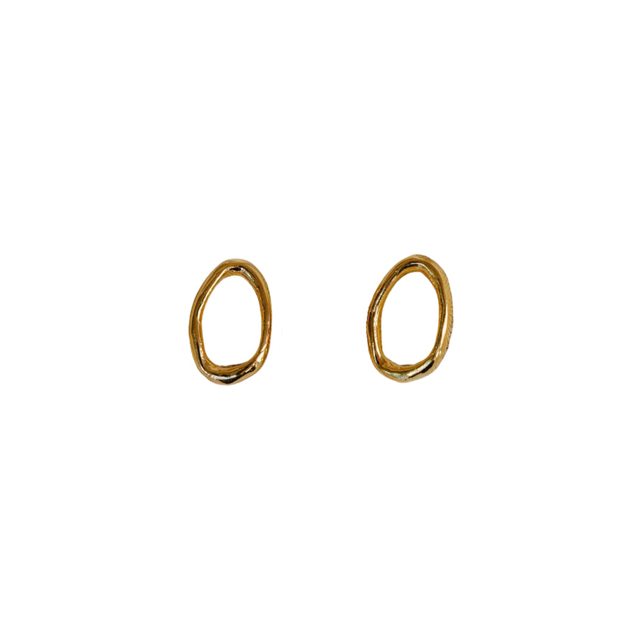 Organic Open Circle Studs - Brass