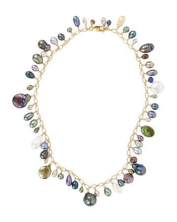 multicolored pearl Compost Necklace - 14k Gold Fill