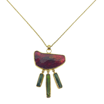 Red and Green Tourmaline Pendant