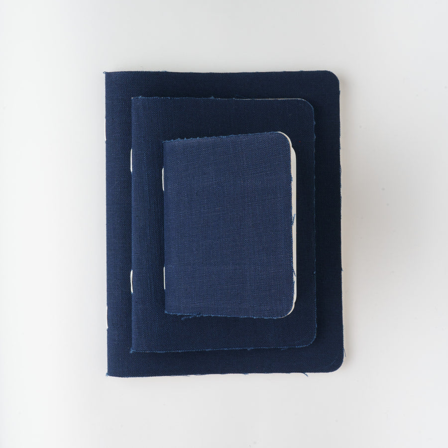 Large Navy Linen Notebook