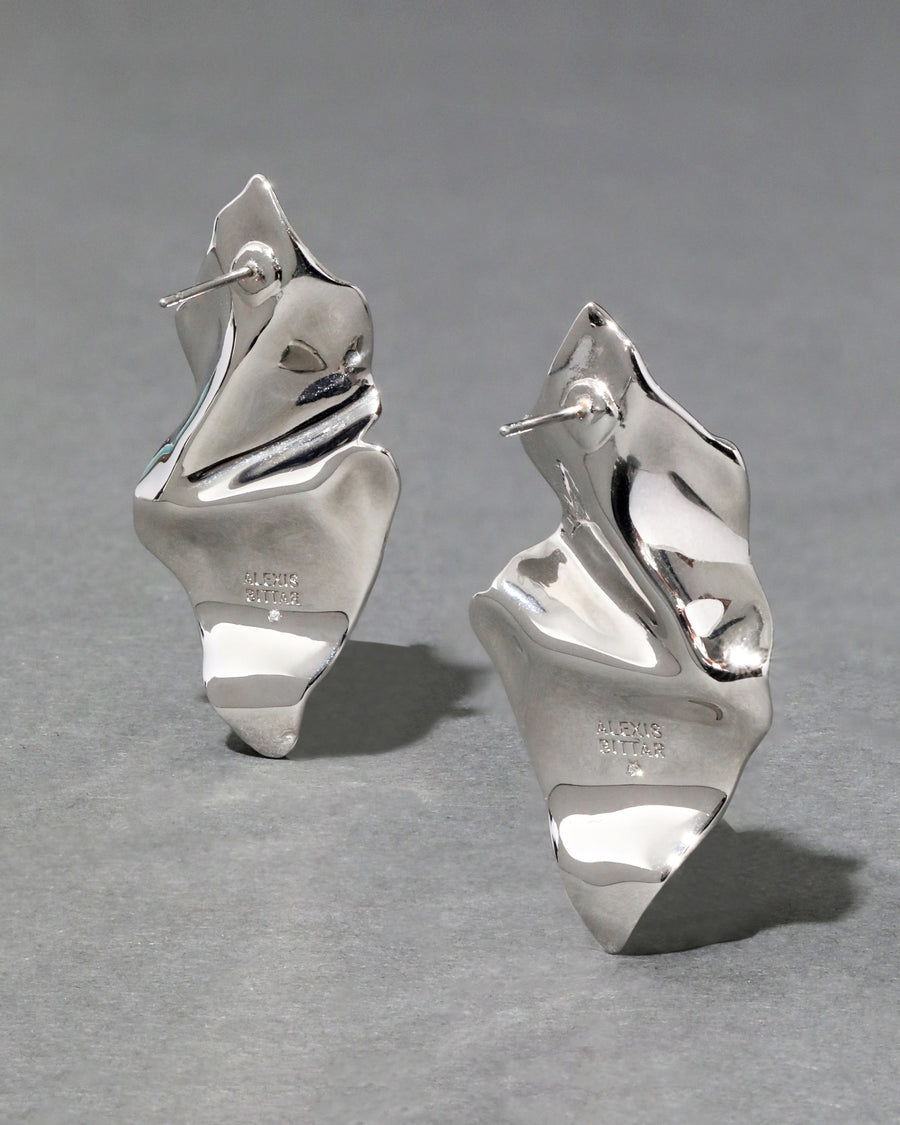 Crumpled Small Post Earring - Silver