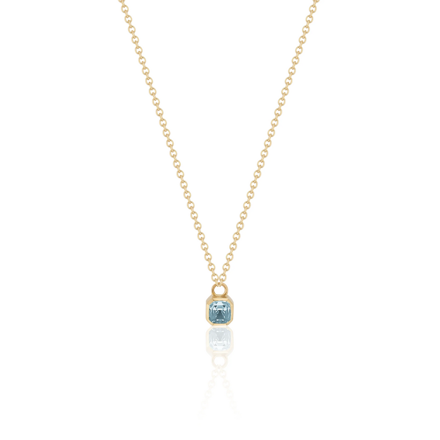 Thor(vi) Small Aquamarine Sideways Hammer Necklace in 18K Gold