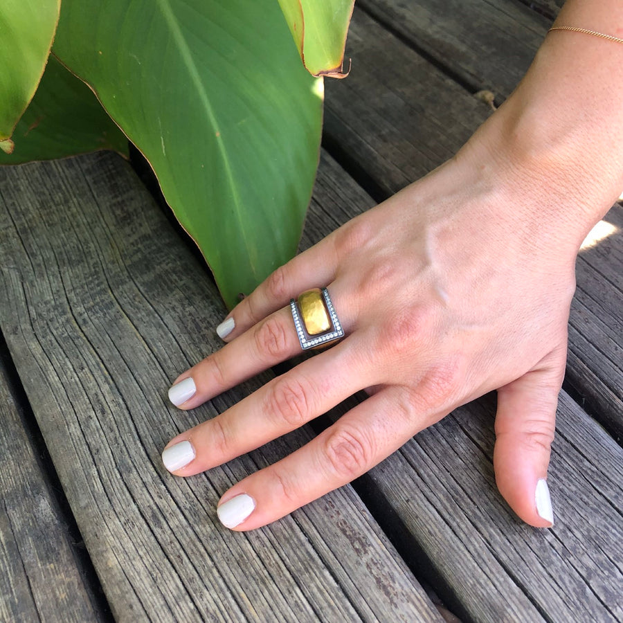Deck Ring - 24k Yellow Gold & Oxidized Sterling Silver