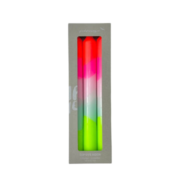 Dip Dye Pillar Candle - Neon Lollipop