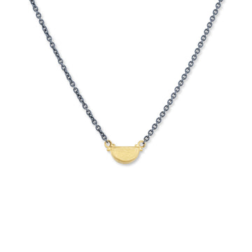 Half Drum Necklace - 24K Gold and Oxidized Silver
