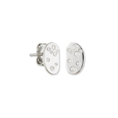 Dora Bean Sterling Silver Studs with Diamonds