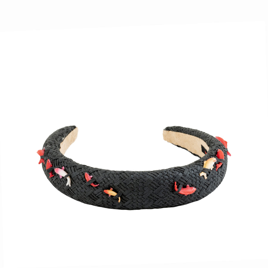 Koi fish Headband - Black Straw