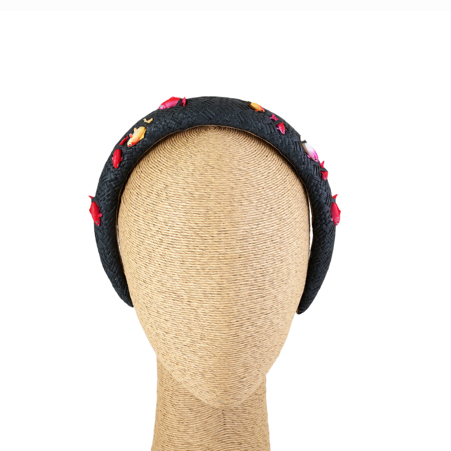 Koi fish Headband - Black Straw