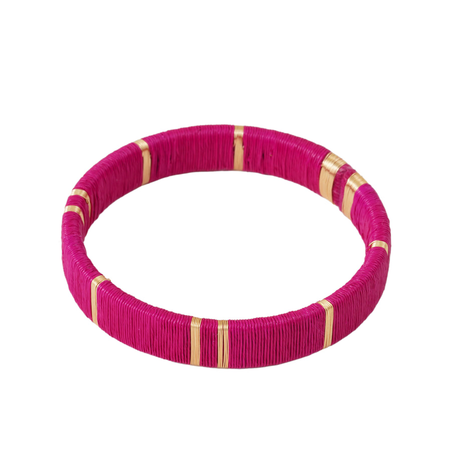 Juaca Cuff - 24KGP Bronze + Pink Werregue Palm Fiber