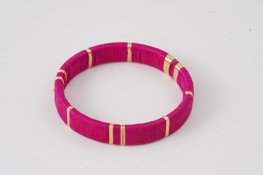 Juaca Cuff - 24KGP Bronze + Pink Werregue Palm Fiber